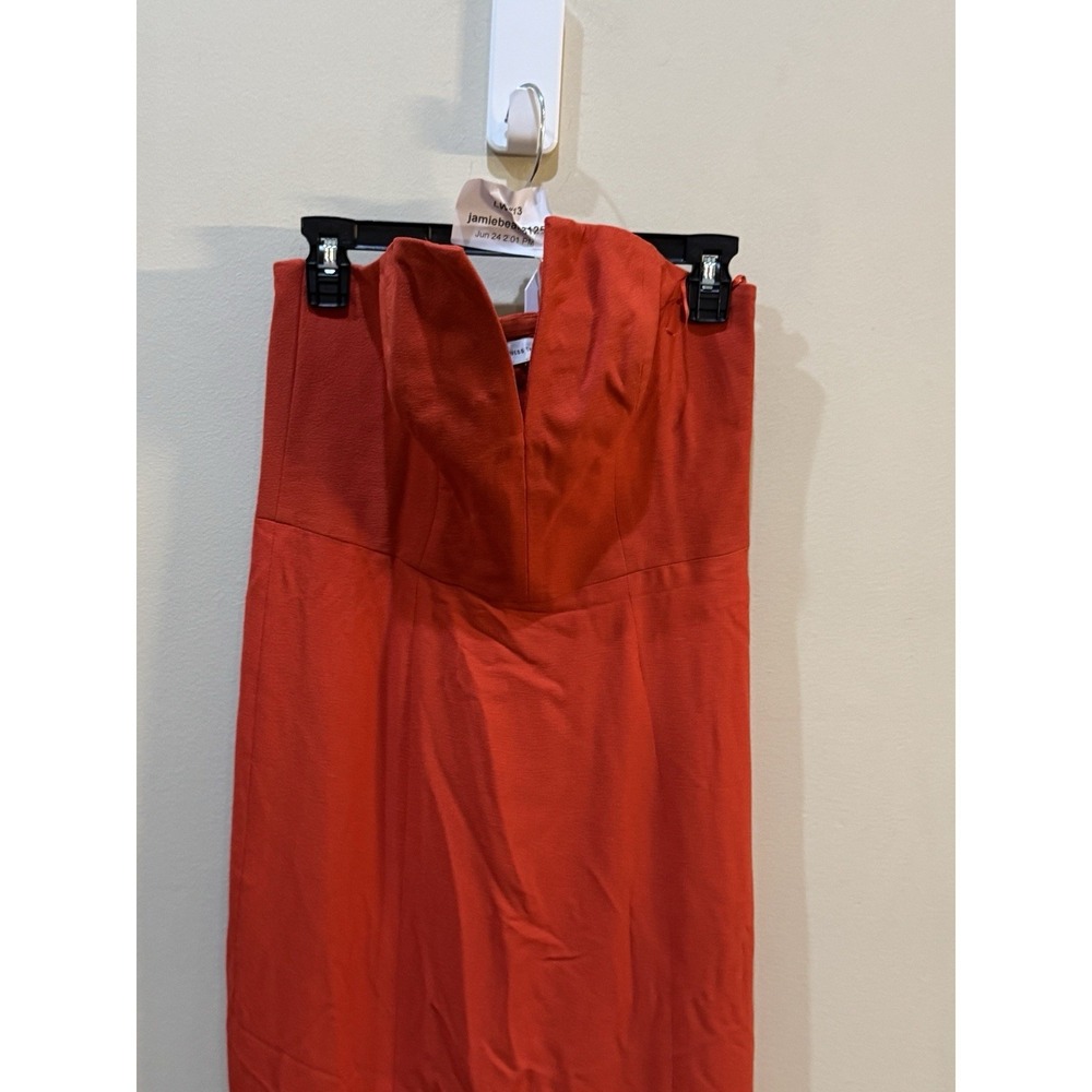 Dress the Population Fernanda Maxi Dress Strapless V Neck‎ Gown Poppy Orange L - Picture 6 of 14